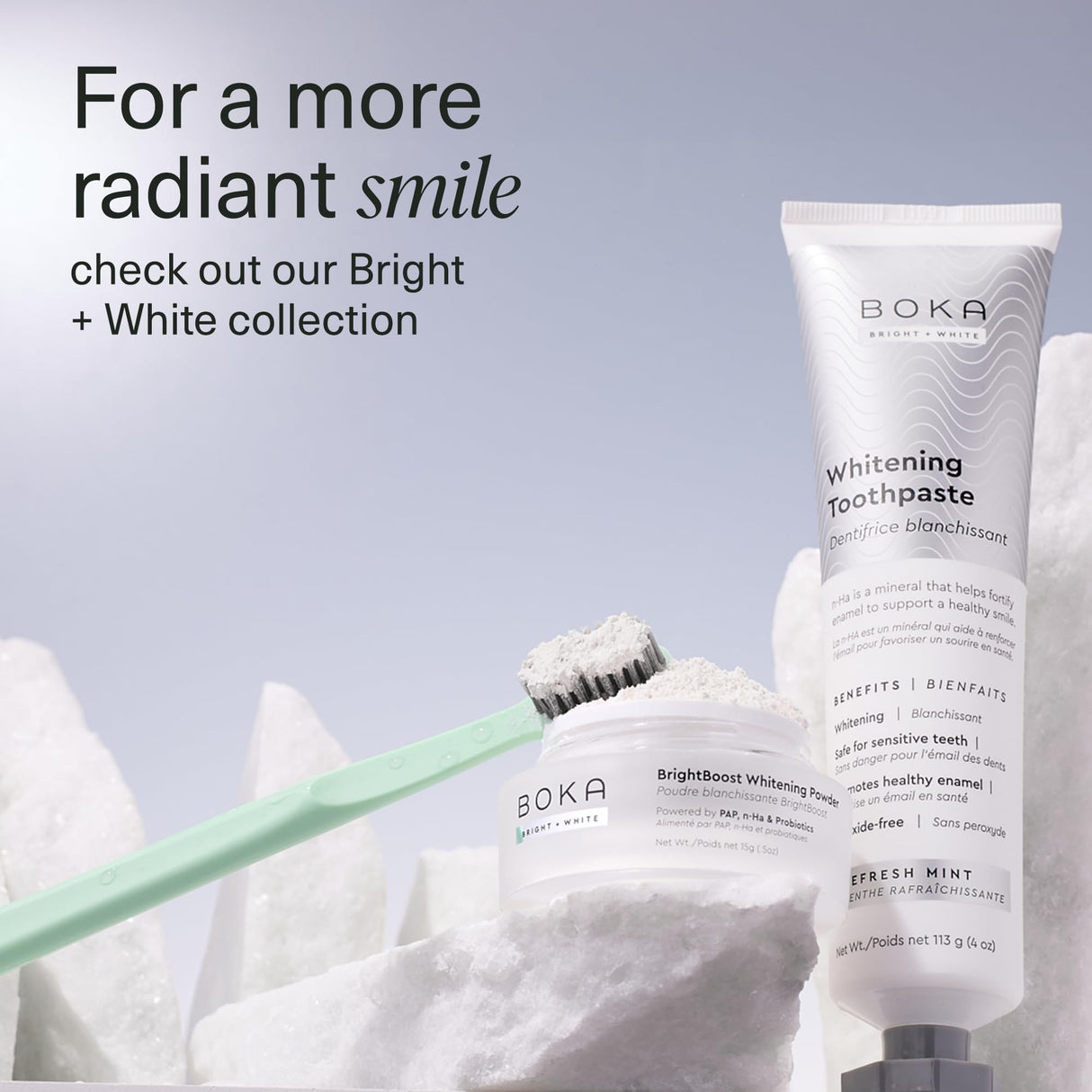 Boka Fluoride Free Toothpaste Nano Hydroxyapatite, Helps Remineralize, Appropriate for Sensitive Teeth, Whitening - for Adult, Kids Oral Care - Refresh Mint Flavor, 4 Fl Oz 3Pk