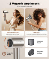 Hair Dryer, 150000RPM High-Speed Hairdryer for Fast Drying, Low Noise, HD Display, 5 Temps & 2 Speeds, 500 Million Negative Ionic Blow Dryer with Diffuser & Nozzle, Gold