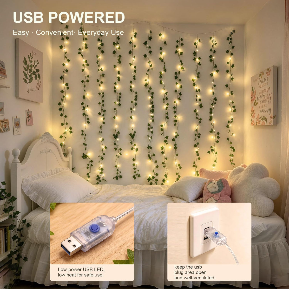 JMEXSUSS Vine Curtain Lights, 200 LED Vines with Fairy Lights for Bedroom