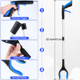 6 Pack 32 Inch Commercial Trash Grabber for Elderly Assist, Heavy Duty Lightweight Reacher with Ergonomic Handle & Non-Slip Grip, Multi-Use Outdoor Home Garden Cleanup Mobility Aid Tool (6, Blue)