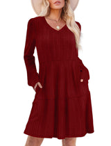 Sampeel Holiday Dresses for Women Elegant Sweater Party Dress Christmas Outfits 2025 Red L
