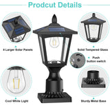 Solar Post Lights, 6000K Dusk to Dawn Solar Lamp Post Light with Pier Mount Base, Solar Post Lights Outdoor Waterproof for Garden Yard Landscape Pole Pillar, Outside Decorative Lamp(Cool White)