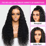 26 Inch Bye Bye Knots Wear and Go Glueless Wigs Human Hair Deep Wave HD 7X5 for Real No Glue Lace Wig, 3D Dome Cap Glueless Wig Pre Plucked, Pre Cut Glueless Wig Natural black 200% Density