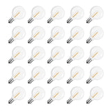 Meconard G40 1.57 Inch Led Replacement Light Bulbs, E12 Screw Base Shatterproof LED Small Globe Light Bulbs for Outdoor String Lights, 1Watt Equvalent to 5 Watt Incandescent Bulbs, Warm White, 25Pack