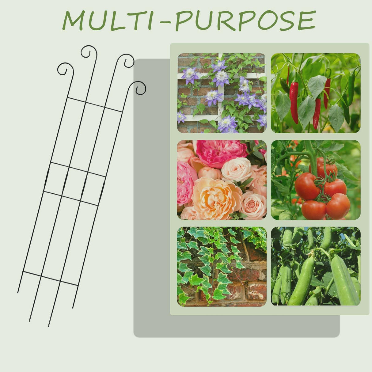 DYBEEDUAL 4 Pack 32 Inch Plant Trellis Outdoor Metal Trellis for Climbing Plants Indoor Garden Trellis for Climbing Plants Outdoor Wave Shape Metal Garden Trellis Houseplants Flowers Vine Ivy