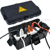 Hrensaw Medium Outdoor Electrical Box(10.6x5.5x4.5inch),Weatherproof Connection Box w/6 Cable Entry,IP54 Waterproof Extension Cord Cover Protect Power Strip,Timer,Plug,Holiday Lights,Black