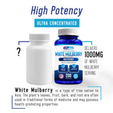 We Like Vitamins White Mulberry 1000mg 200 Vegan Capsules – White Mulberry Leaf Extract Capsules Supplement