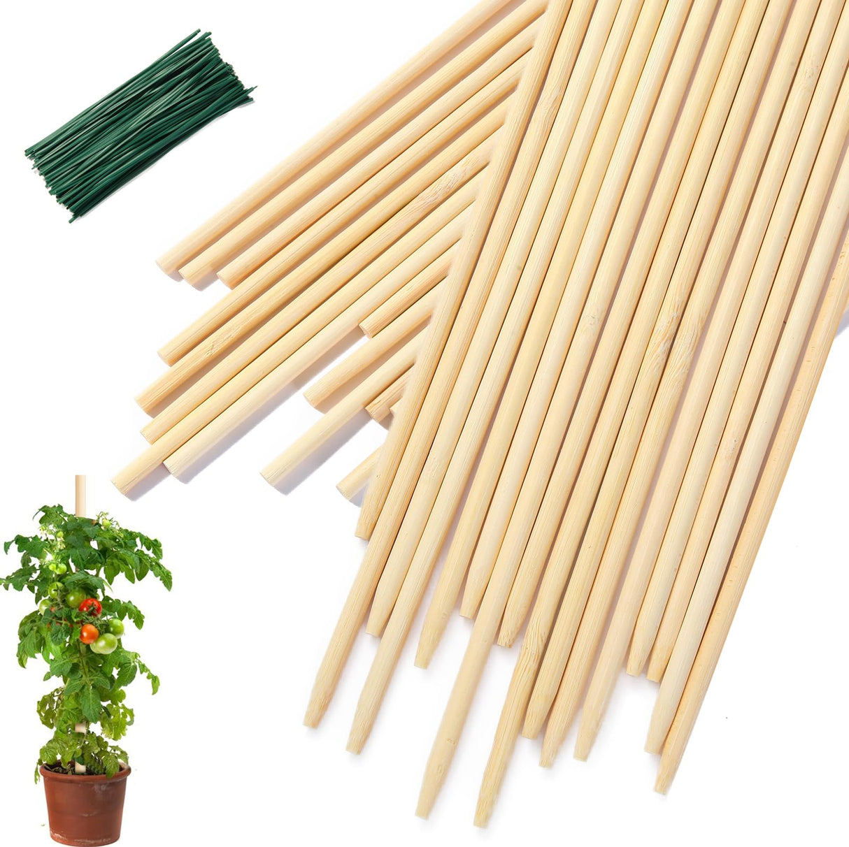 120 PCS Bamboo Plant Stakes 18 Inch, 5mm Thick Wood Plant Support Stakes