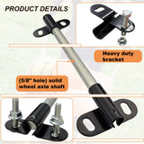Wheelbarrow Axle Bracket Set, Compatible with 5/8" Hole Wheelbarrow Axles Heavy-Duty Wheelbarrows Spare Parts 10 inch Wheelbarrows axles and 3.3 x 2.1 inch Brackets, Bolts and Nuts and POM spacers