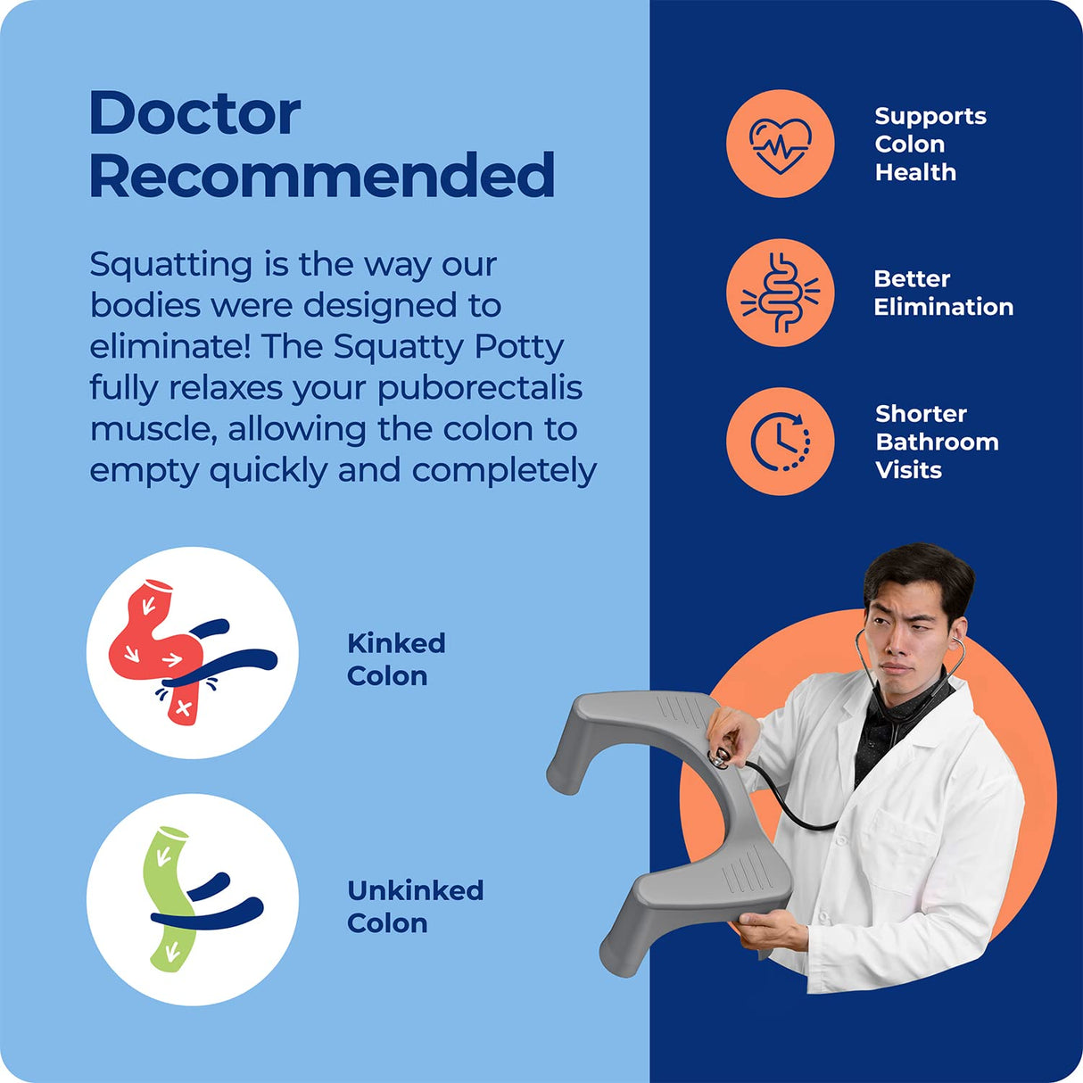 Squatty Potty The Original Bathroom Toilet Stool, Curve Lightweight with Sleek and Modern Design, Gray, 7"