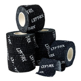 LYFT-RX Weightlifting Hook Grip Tape w/Premium Adhesive for Olympic Weight Lift, Cross Fitness, Lifting, Stretch Fit Athletic Finger Wrap, Protects Thumb Fingers, Size1.5in Black 6-Rolls