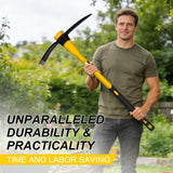 Nohovu Pickaxe with Shock Absorbing Fiberglass Handle, Heavy Duty Forged Steel Pick Axe for Digging, 36 Inches (406Y)