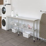 AmGood 18 in. x 84 in. Stainless Steel Work Table with Wheels | Metal Kitchen Food Prep Table | NSF