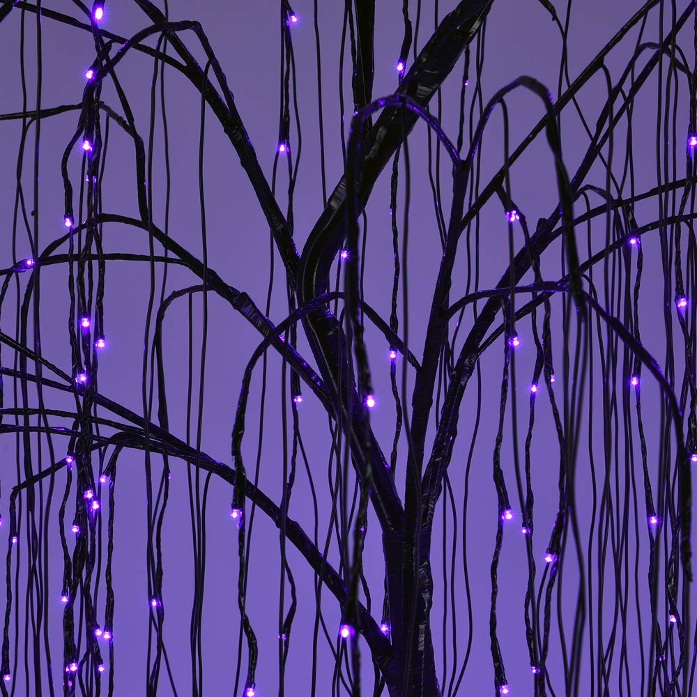 LIGHTSHARE 7 Feet Halloween Willow Tree with Spiders, 256 LED Lights for Home, Festival,Nativity, Party, and Christmas Decoration,Indoor Outdoor Use, Purple