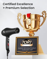 Dekuri Professional Ionic Hair Dryer AC Motor Fast Drying Salon Blow Dryer with Diffuser, Comb, Nozzle, Concentrator, for Curly and Straight Hair, 2 Speed & 3 Heat Setting, Cool Button, Black