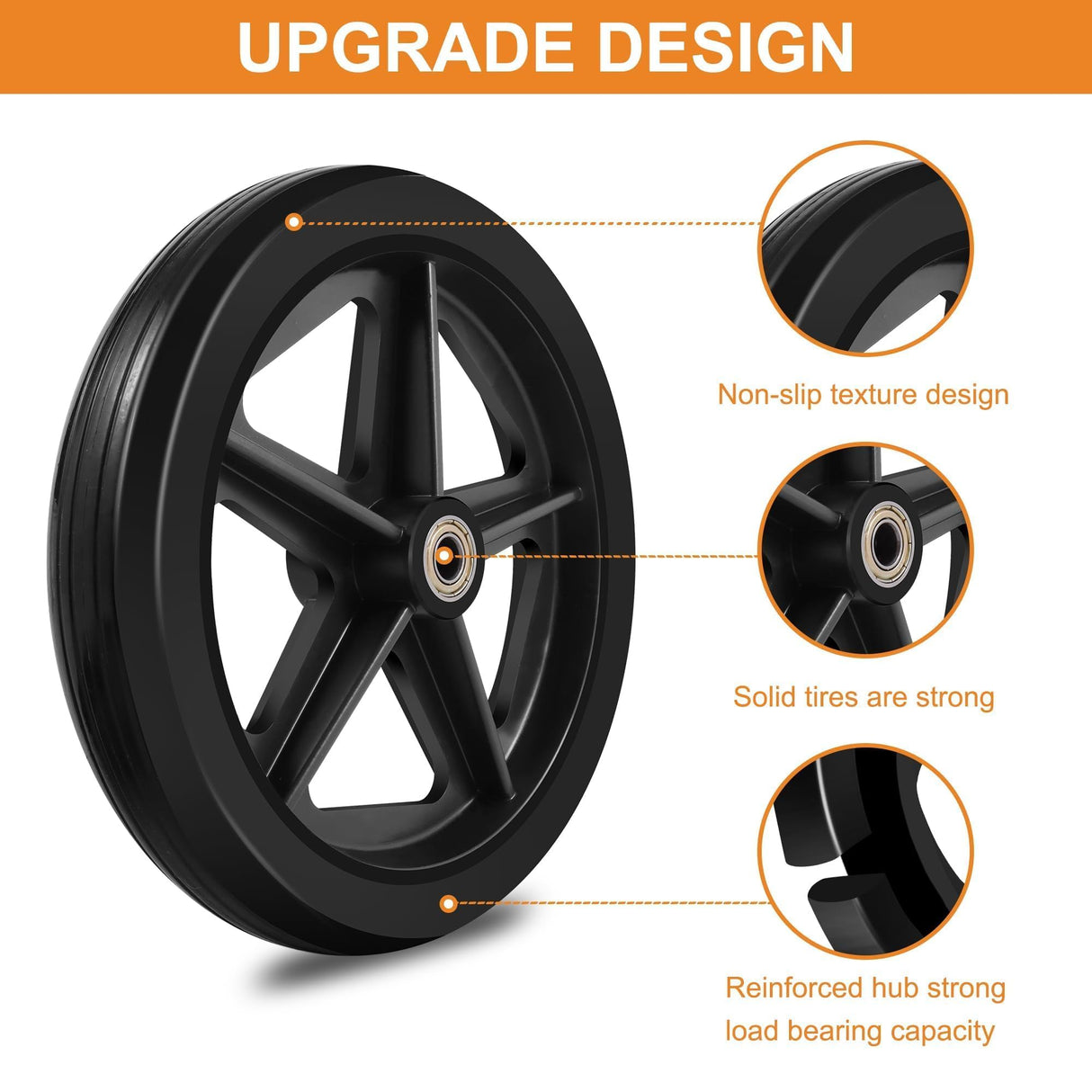 2Pcs 8 Inch Replacement Wheelchair Wheels for Walkers - Environmentally Friendly Rubber Material, Wear-Resistant PU Tires, Anti-Slip, and Durable ABS Wheel Hub (8IN Narrow 2Pcs)