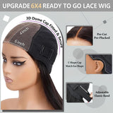 24Inch Wear and Go Glueless Wigs Human Hair Pre Plucked Pre Cut 180% Density 6x4 Ready to Wear Glueless Human Hair Wigs Straight for Black Women