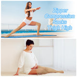 Sosation Thigh High Zipper Compression Socks 20-30 mmHg Zipper Compression Stockings Thigh High for Women Men Swelling Edema (Beige,X-Large)