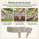 Imitation Stone Garden Fence - DIY Garden Edging Border, 2026 New Plastic Garden Retaining Fence, Interlocking No Dig Decorative Garden Fence with Stakes, for Yard, Patio, Outdoor (Gray, 30pcs)