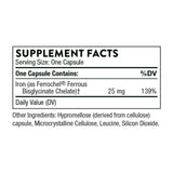 THORNE - Iron Bisglycinate - 25 mg Iron Supplement for Enhanced Absorption Without Gastrointestinal Side Effects* - NSF Certified for Sport - Gluten-Free - 60 Capsules