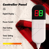 Electric Heated Sherpa Buffalo Plaid Christmas Throw Blanket with 8 Heating Levels & 8 Hours Auto Off, Fast Heating Warm Plush Washable Blanket with Over-Heat Protection, ETL Certification, Red