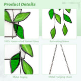 Handcrafted Real Stained Glass Window Hanging Green Plant Window Suncatcher