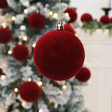 Senjie 3.15inch Christmas Tree Ornaments Velvet Balls,18PCS Flocked Decoration Balls Ornaments Sets for Christmas 2025 Red