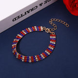 4 th of July Bracelet for Women American Flag Patriotic Bracelet Sparkle Red White Blue Rhinestone Beaded Tennis Bracelet USA Trendy Fashion Jewelry Accessories Gift (red white blue rhinestone bracelet)