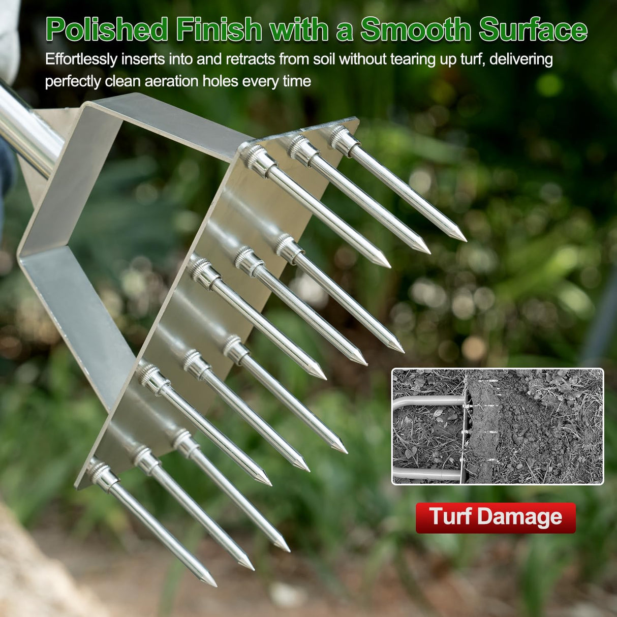 Fologtoo Lawn Aerator Tool, Heavy-Duty Stainless Steel Lawn Spike Aerator