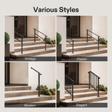 VIVOSUN 2-Pack Outdoor Handrail, 4 Step Stair Handrail, 54" x 36" Fits 1 to 4 Steps, Wrought Mattle Iron Handrail for Concrete Steps, Porch Steps, One-Step Assembly, 2 Packs, Black