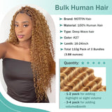 Human Braiding Hair for Boho Braids Human Hair 110g 20 Inch Curly Boho Hair for Braiding Knotless 12A Deep Wave Bohemian 3 Bundles/Pack Caramel Honey Blonde