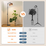 Bstrip 65-72.8 Inches Adjustable Grow Light for Indoor Plants, Boho Rattan & Fabric Shade Standing Grow Lamp, 25W 3000K Full Spectrum LED Plant Light with Auto On/Off Timer