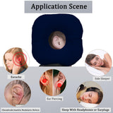 Wuronsa Ear Piercing Pillow for Side Sleepers, Pillow with an Ear Hole for CNH and Ear Pain Ear Inflammation Pressure Sores, O-Shaped Side Sleeping Pillow, Ear Guard Pillow (Ink-Blue)