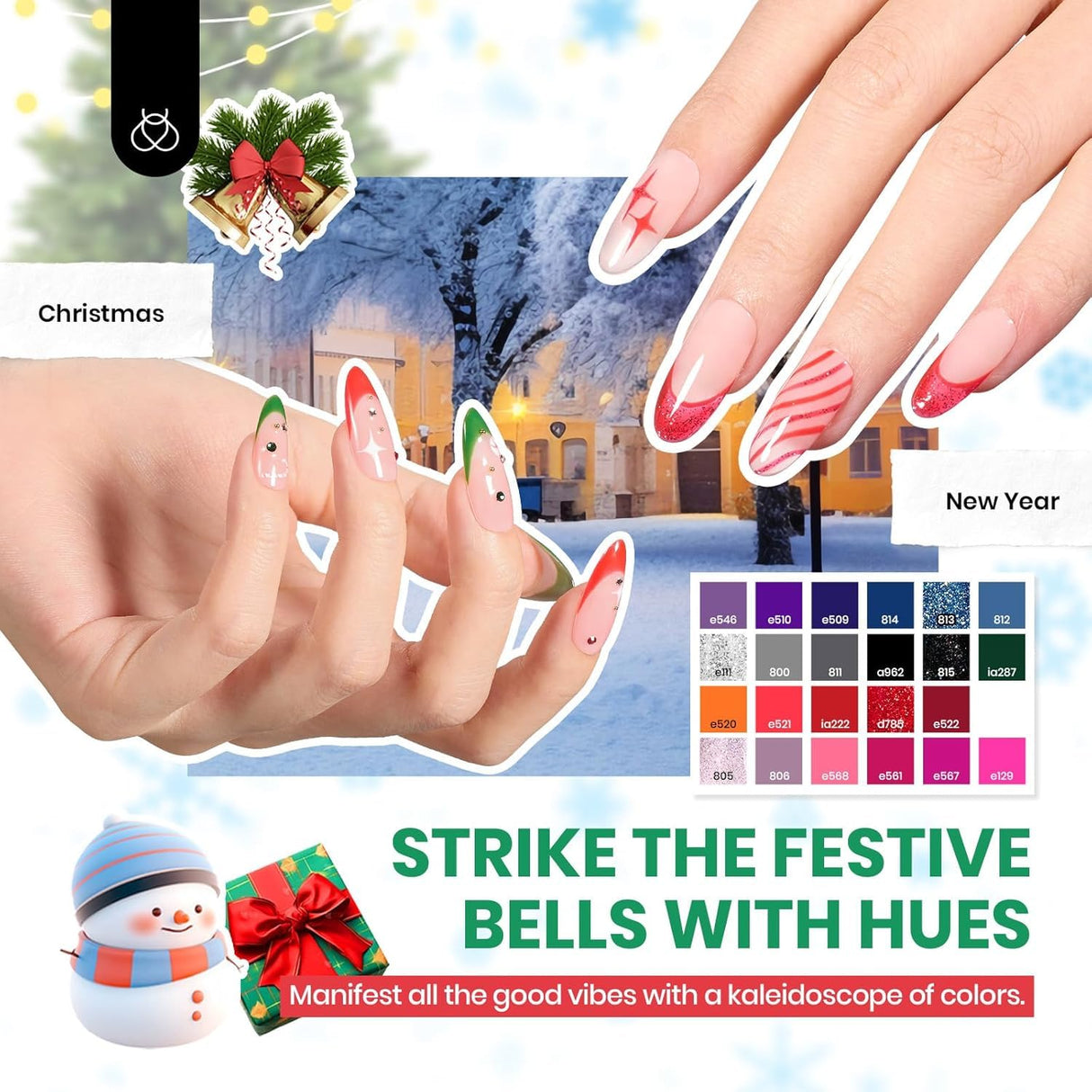 Beetles Winter Gel Nail Polish Set, 70 PCS 60 Colors Red Green Pink Brown Blue Nude Glitter Gel Nail Polish Kit with Base Top Coat for Beginners UV LED Needed DIY Salon Christmas Gifts for Women