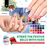 Beetles Winter Gel Nail Polish Set, 70 PCS 60 Colors Red Green Pink Brown Blue Nude Glitter Gel Nail Polish Kit with Base Top Coat for Beginners UV LED Needed DIY Salon Christmas Gifts for Women