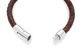 Miabella Genuine Italian Braided Leather Bracelet for Men, Stainless Steel Clasp, Made in Italy (Brown, Medium - 8" Length)