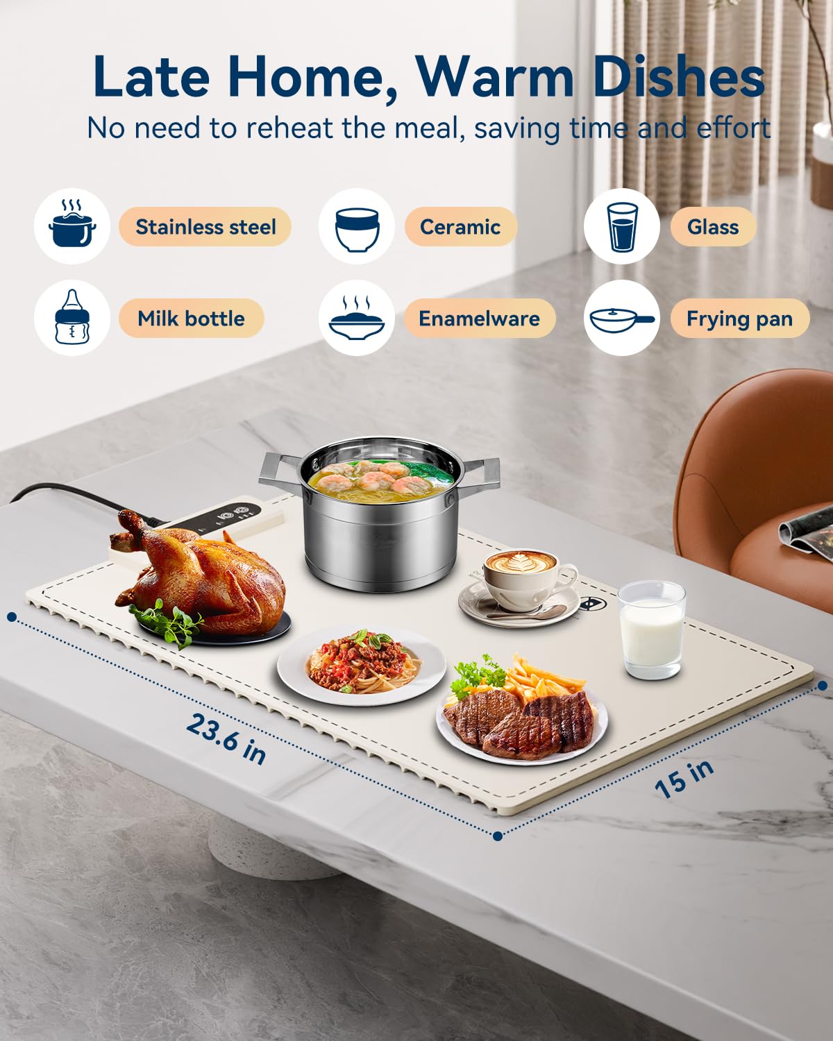 Electric Warming Tray, Negative ion Food Warming Mat, Full Surface Heating Rollable & Portable, Premium Silicone Nano-Material, 3 Modes- Versatile Food Warmer for Gatherings, Parties, Christmas