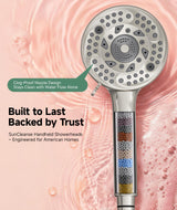 SunCleanse Filtered Shower Head with Handheld,9-Spray Setting Detachable Shower Head with 4 Filters for Hard Water - Filter Chlorine, Improve Skin and Hair Texture (4 Filters, Brushed Nickel)