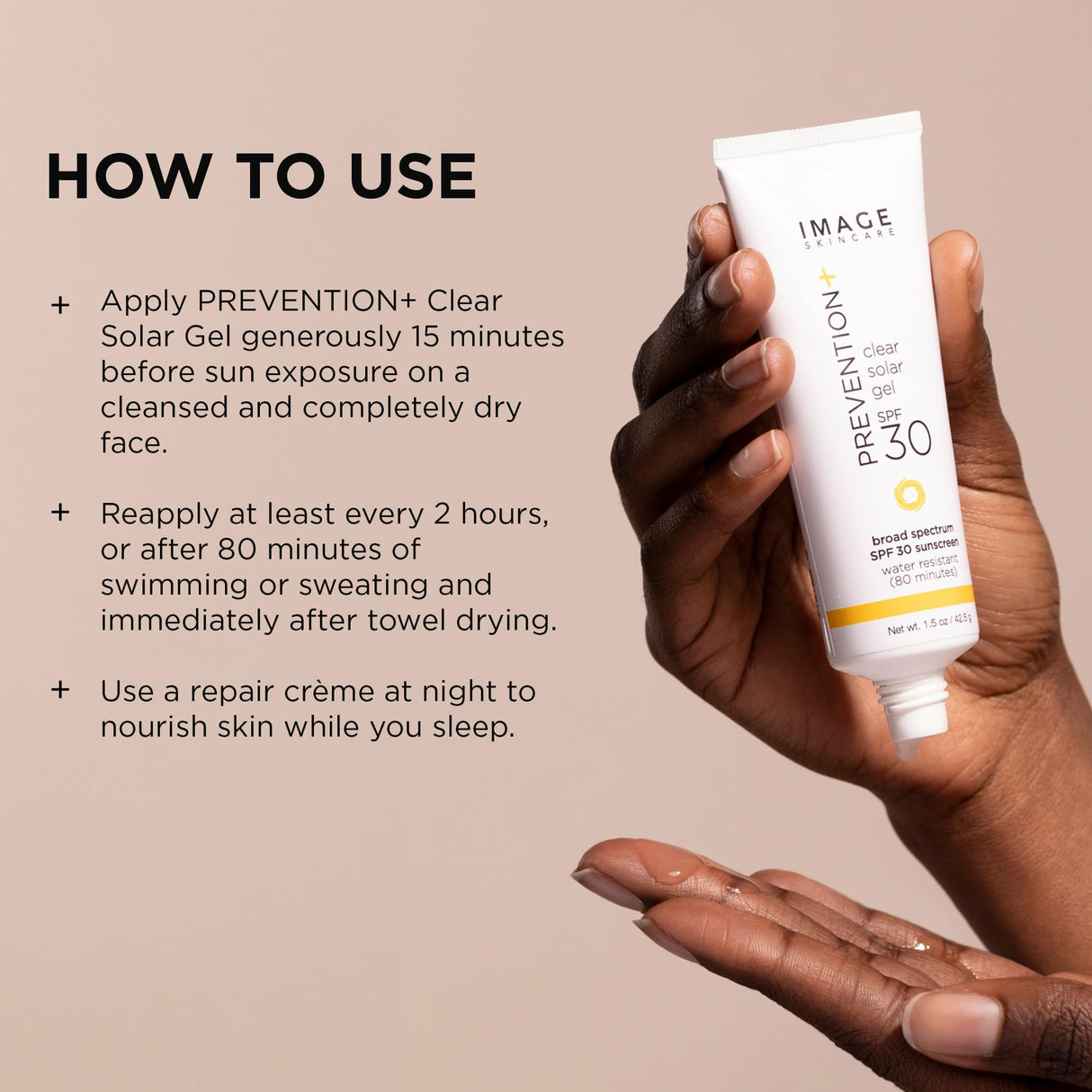 IMAGE Skincare, PREVENTION+ Clear Solar Gel SPF 30 Sunscreen, Broad Spectrum, Transparent Weightless Finish and No White Cast, Perfect Travel Size, 1.5 oz