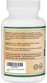Liposomal Glutathione Supplement 500mg per Serving, 60 Capsules (Vegan Safe, Non-GMO) Max Absorption Liposomal Glutathione with Genuine Smell and Taste by Double Wood