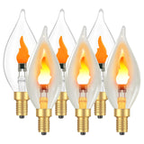 Hompavo Upgraded Flame Light Bulbs, E12 Chandelier Base Candelabra Flickering Fire Light Bulb, Clear Candle Light for Halloween Christmas Party Porch Indoor Outdoor Home Decorations - C35/6 Pack