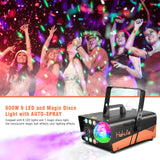 HAKUTA Fog Machine, Smoke Machine with Disco Ball Light and LED RGB Lights, 3000 CFM Spray with Auto Spray Function, Great for Halloween, Christmas, Wedding, Stage Performance and Parties