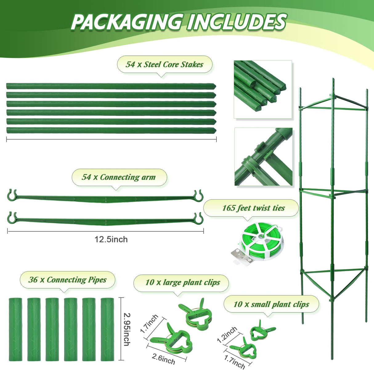6 Pack Tomato Cage for Garden & Pots, Rust-Resistant Metal Plant Support