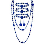 Xalroco Trendy Infinity Wrap 60’’ Long Statement Necklace, Earrings and Bracelet Set - Hand Knotted Versatile Strand Necklace and Bracelet - 3 Pcs Jewelry Set Gift for Women (Navy Blue)
