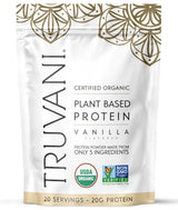 Truvani Vegan Pea Protein Powder | Vanilla | 20g Organic Plant Based Protein Per Serving | 20 Servings | Keto | Gluten & Dairy Free | Low Carb | No Added Sugar