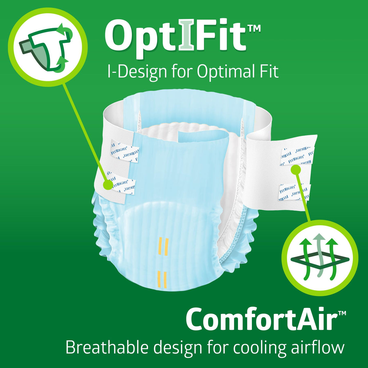 FitRight Adult Diapers, Extra+ Heavy Absorbency, L (Waist Size 44in-56in), 80 Count, OptiFit Incontinence Briefs for Men and Women, Disposable, Moisture-Wicking, Leak Protection.