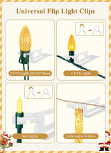 All In One Christmas Light Clip, Universal Gutter and Shingle Clip for C7, C9 and Mini Lights, 100 Pack