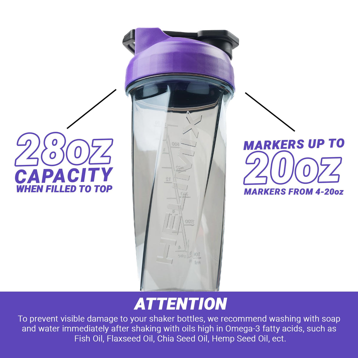HELIMIX 2.0 Vortex Blender Shaker Bottle Holds upto 28oz | No Blending Ball or Whisk | USA Made | Portable Pre Workout Whey Protein Drink Shaker Cup | Mixes Cocktails Smoothies Shakes | Top Rack Safe