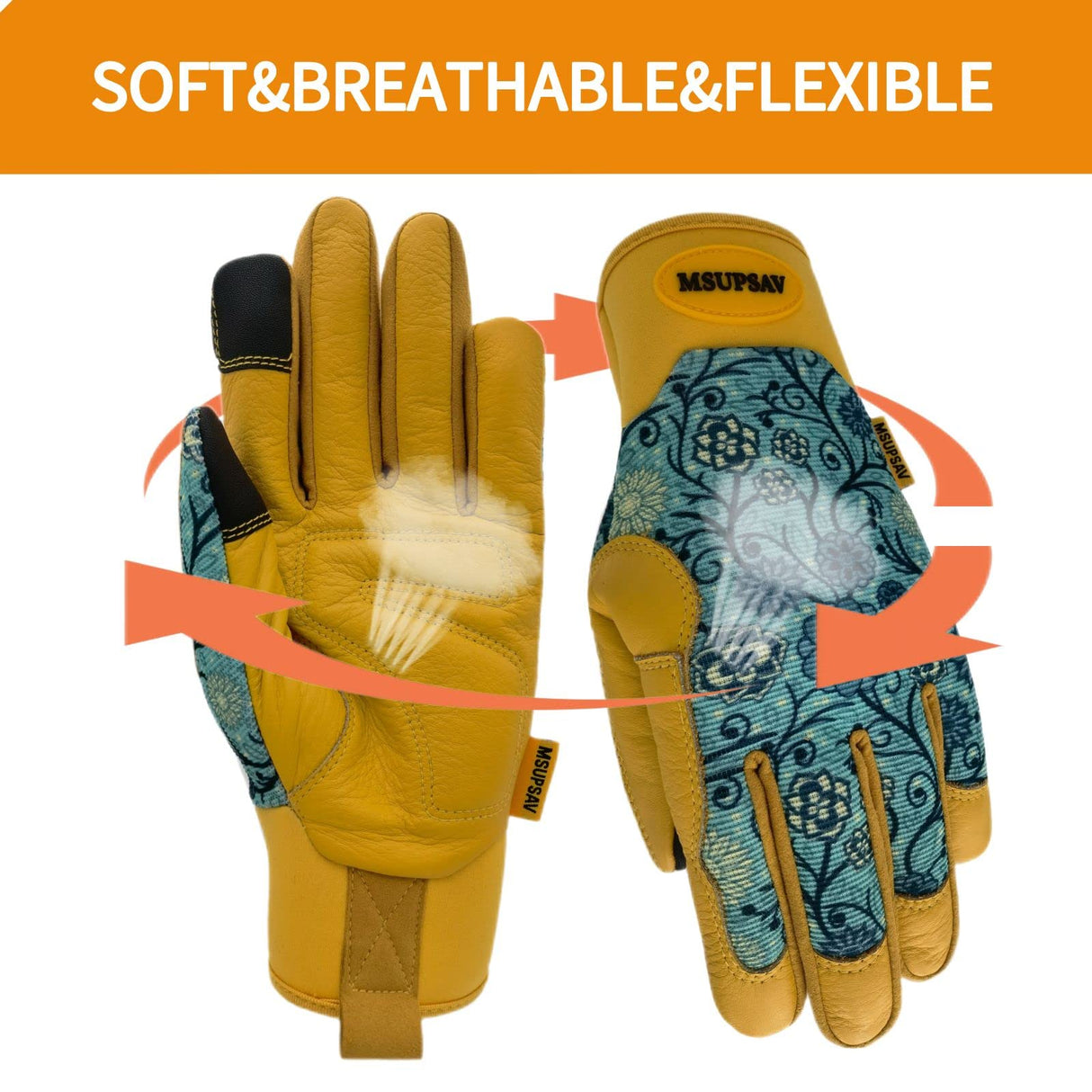MSUPSAV Puncture Resistant Gardening Gloves,Work Glove,Blue,Medium