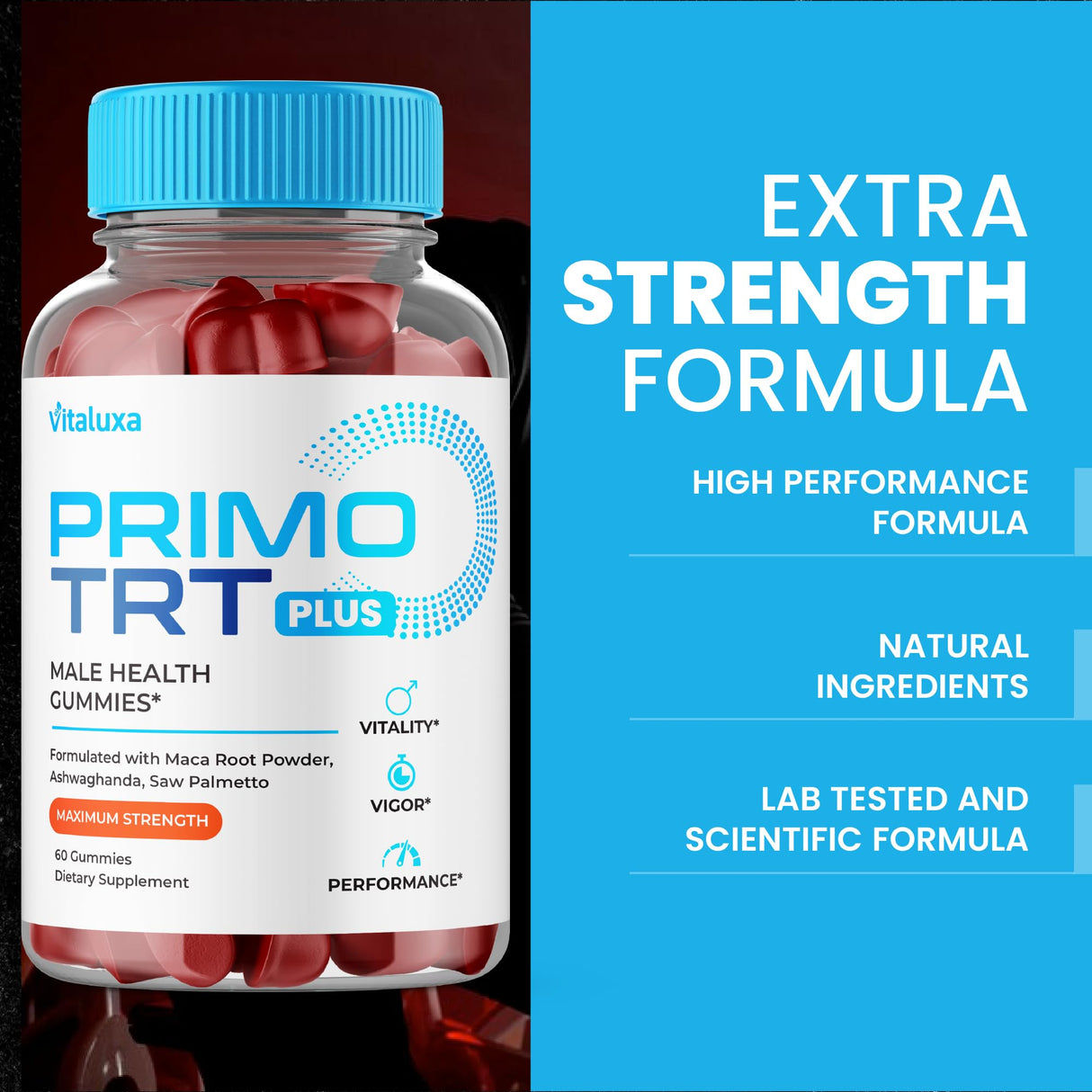 (3 Pack) Primo TRT Gummies, Primo TRT Advanced Performance Blend Supplement, PrimoTRT Try Prime Gomitas Maximum Strength for Males Support for Overall Health Wellness All Natural Ingredients (180 Ct)